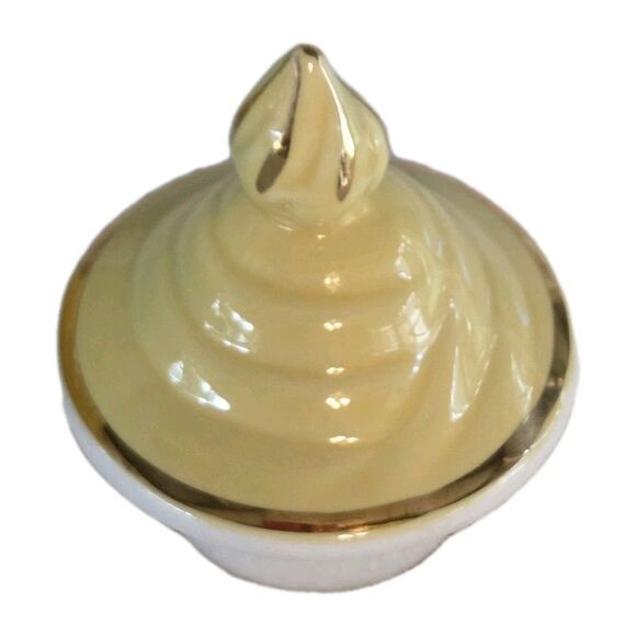 1940s Vintage Hall Genie Style China Yellow Teapot Some Cracks - Picture 7 of 10